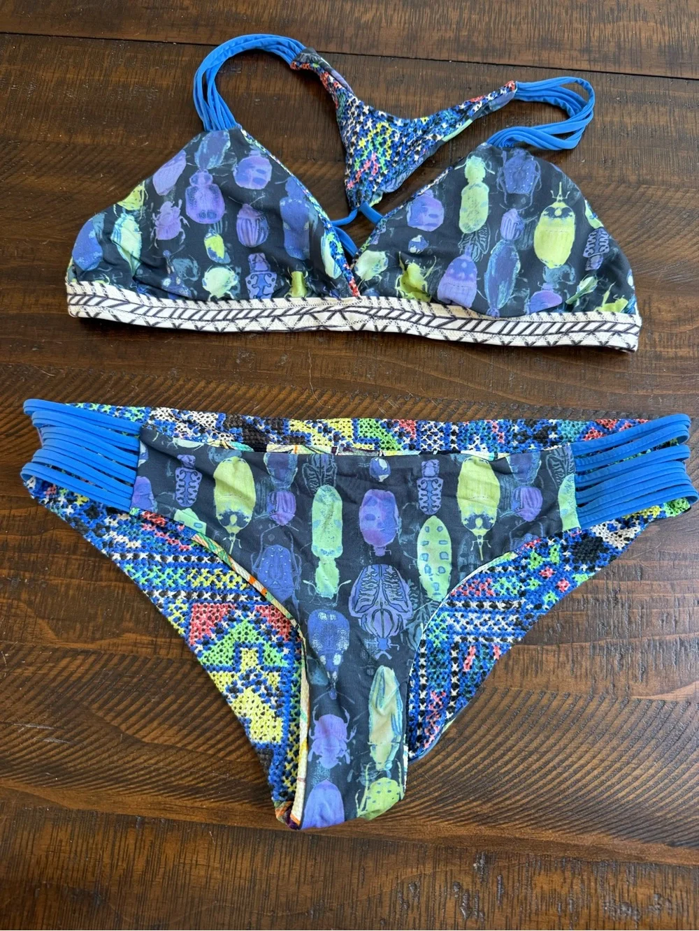 Maaji Multicolor Floral & Geometric Bikini - Blue, Green, Orange, Yellow